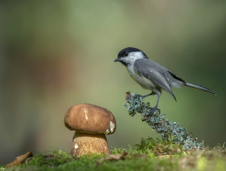 mushroom bird Animal titmouse HD Desktop Wallpaper | Background Image