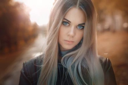 blue eyes blonde portrait hair face Karina Kerina woman model HD Desktop Wallpaper | Background Image