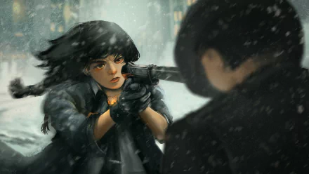 winter Girls & Guns fantasy woman warrior fantasy winter HD Desktop Wallpaper | Background Image