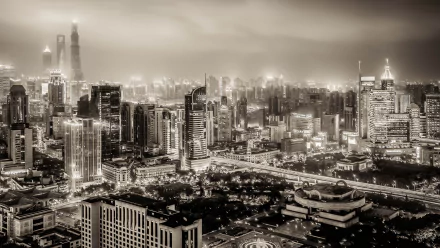 huangpu city panorama Black & White building China man made Shanghai HD Desktop Wallpaper | Background Image