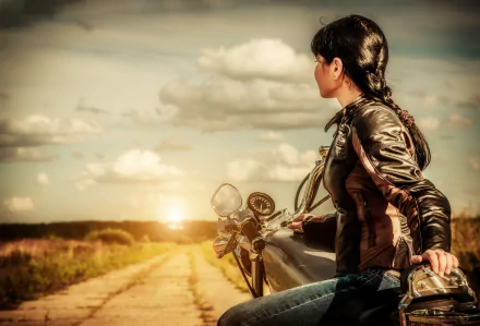 motorcycle sunset woman Girls & Motorcycles HD Desktop Wallpaper | Background Image