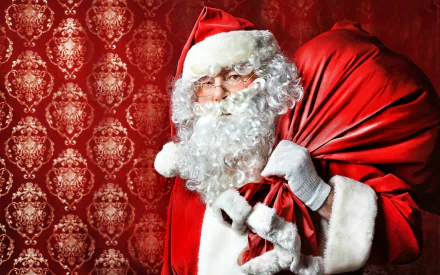 bag Santa beard holiday Christmas HD Desktop Wallpaper | Background Image