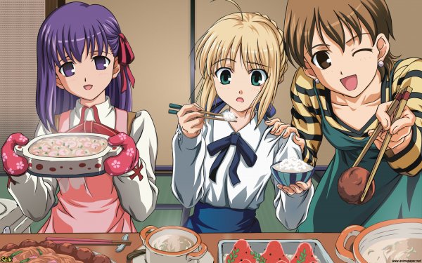Anime Fate/stay Night Fate Series Saber Taiga Fujimura Sakura Matou Today's Menu for the Emiya Family HD Wallpaper | Background Image