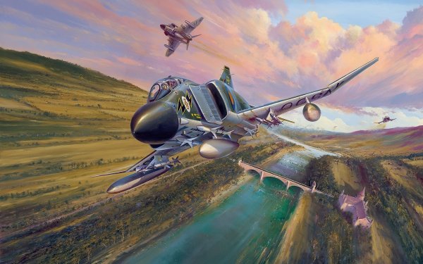 Military McDonnell Douglas F-4 Phantom II Jet Fighters Airplane Jet Fighter Warplane HD Wallpaper | Background Image