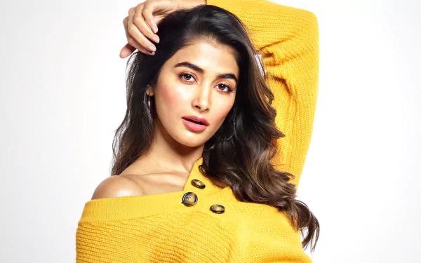 brown eyes Indian black hair actress Celebrity Pooja Hegde HD Desktop Wallpaper | Background Image