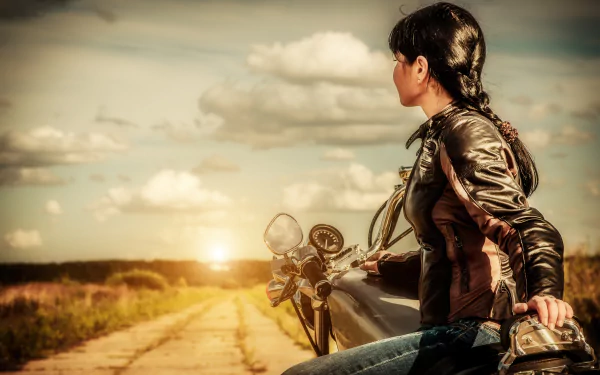 motorcycle sunset woman Girls & Motorcycles HD Desktop Wallpaper | Background Image