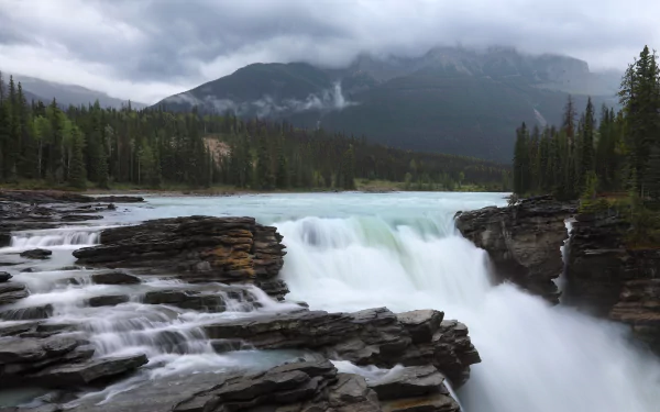 waterfall river mountain Jasper National Park Canada Alberta nature athabasca falls HD Desktop Wallpaper | Background Image