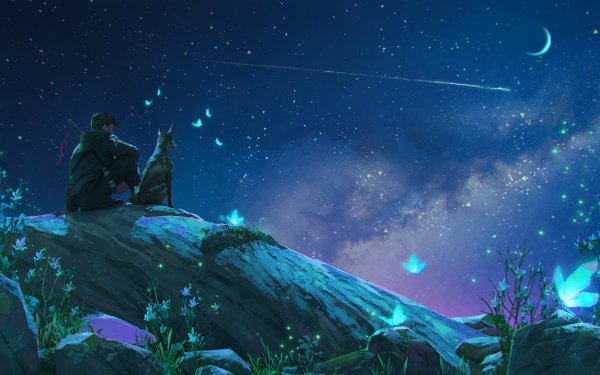 Anime Night Dog HD Wallpaper | Background Image