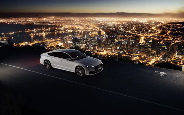 white car night city car Audi vehicle Audi A7 HD Desktop Wallpaper | Background Image