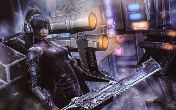 Sci Fi Women Warrior Woman Warrior Sword Futuristic HD Wallpaper | Background Image