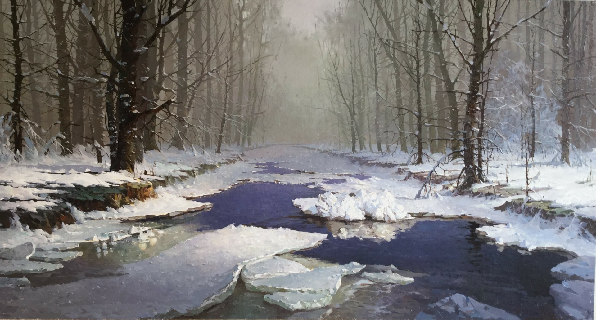 Download Forest Winter Artistic Painting HD Wallpaper by Viktor Bykov