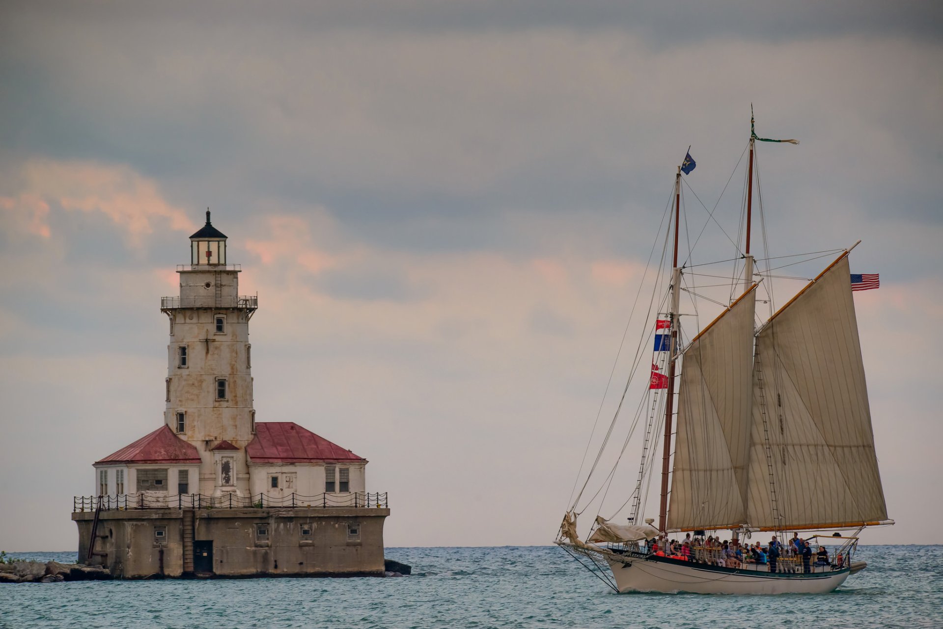 Download Tall Ship Schooner Lake Michigan Illinois Chicago Sailboat Lighthouse Lake Vehicle HD Wallpaper