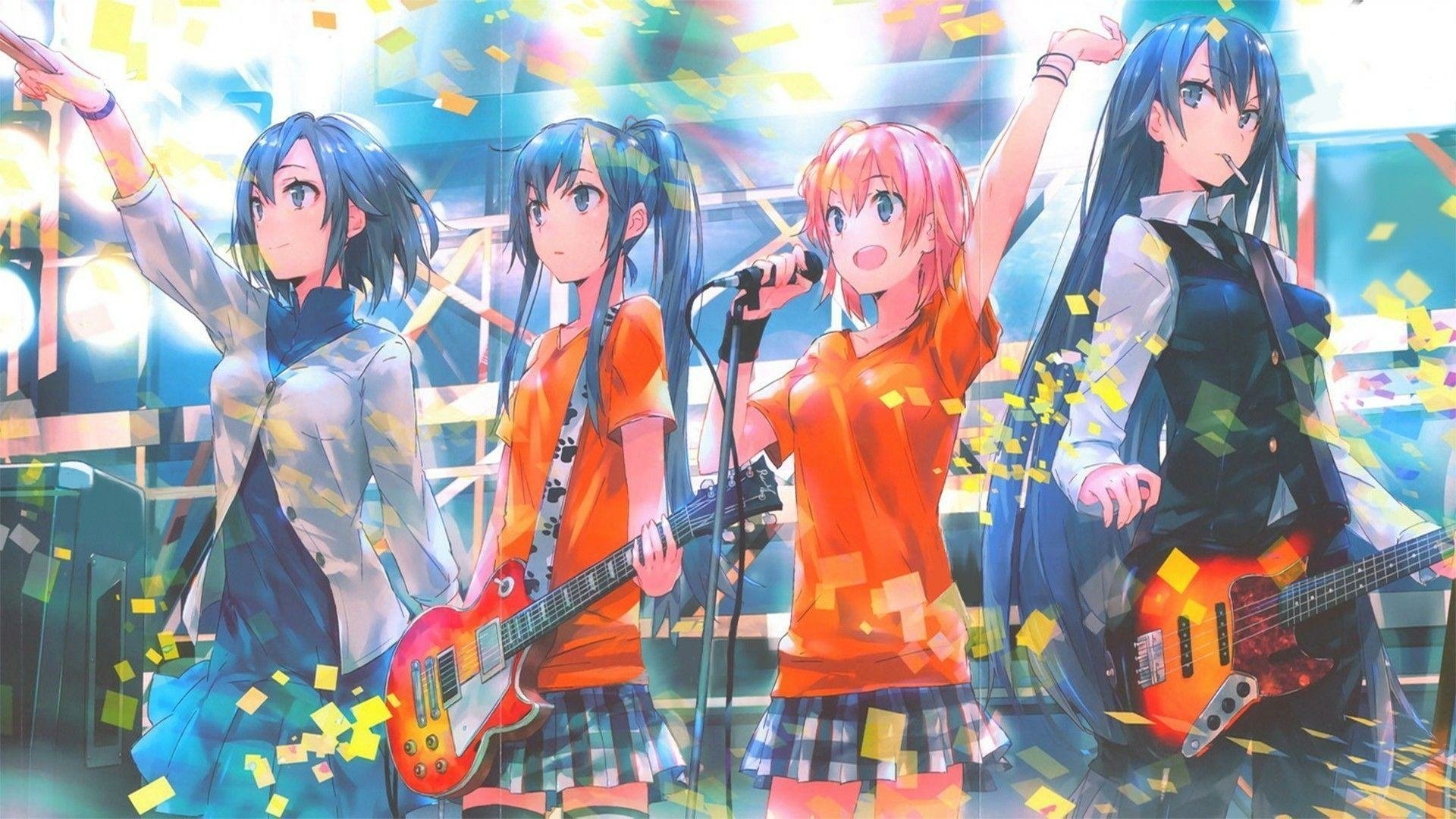 Download Concert Cigarette Electric Guitar Long Hair Short Hair Pink Hair Blue Hair Haruno Yukinoshita Shizuka Hiratsuka Yui Yuigahama Yukino Yukinoshita My Youth Romantic Comedy Is Wrong As I Expected Anime My Teen Romantic Comedy SNAFU HD Wallpaper