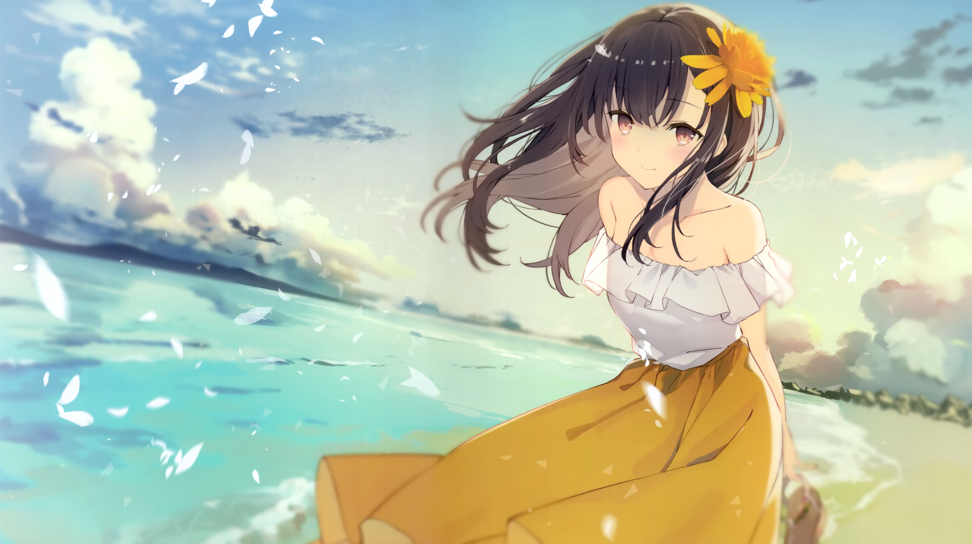 Anime Girls Beach Wallpaper HD 4k