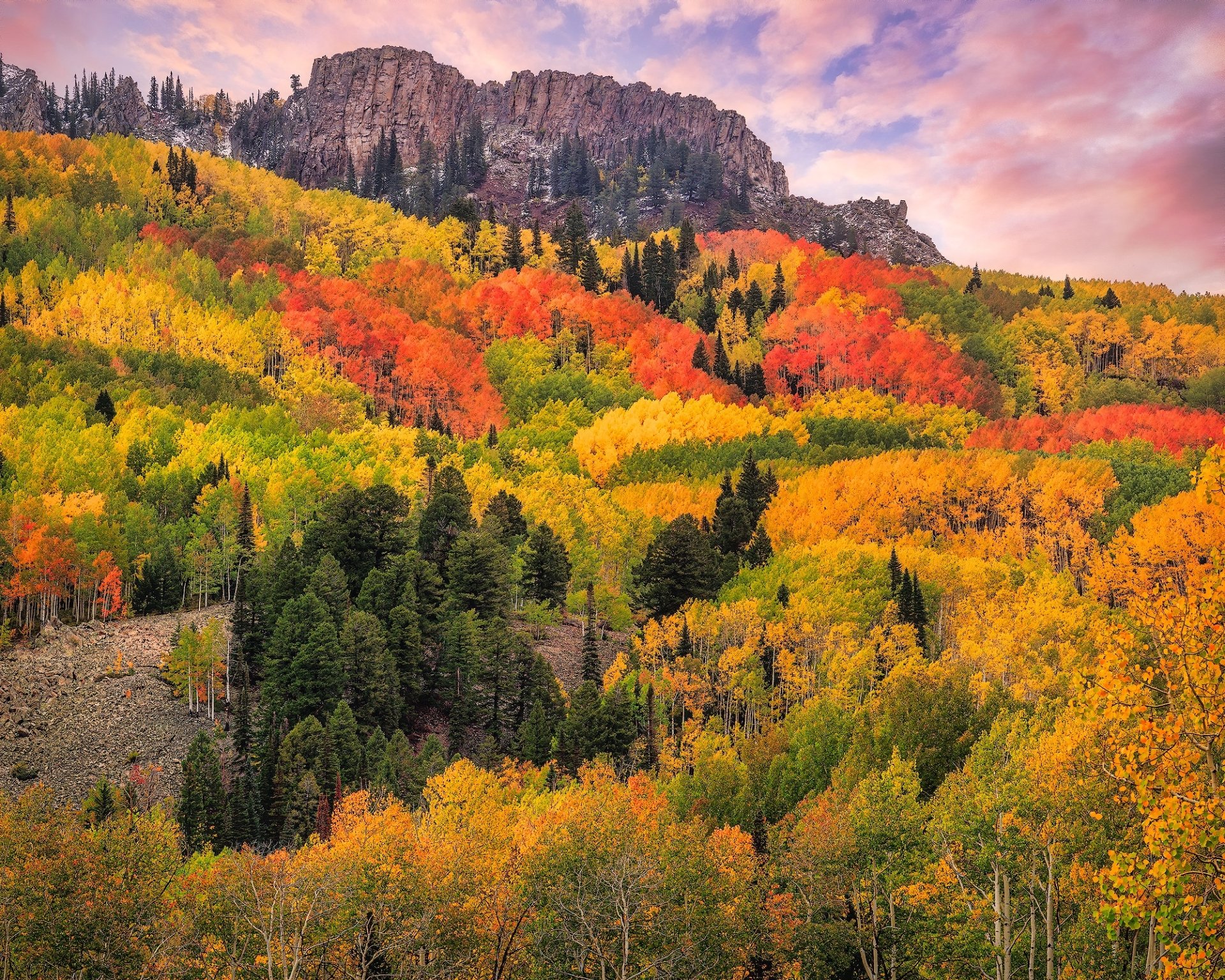 Download San Juan Mountains Colorado Mountain Cloud Forest Nature Fall HD Wallpaper