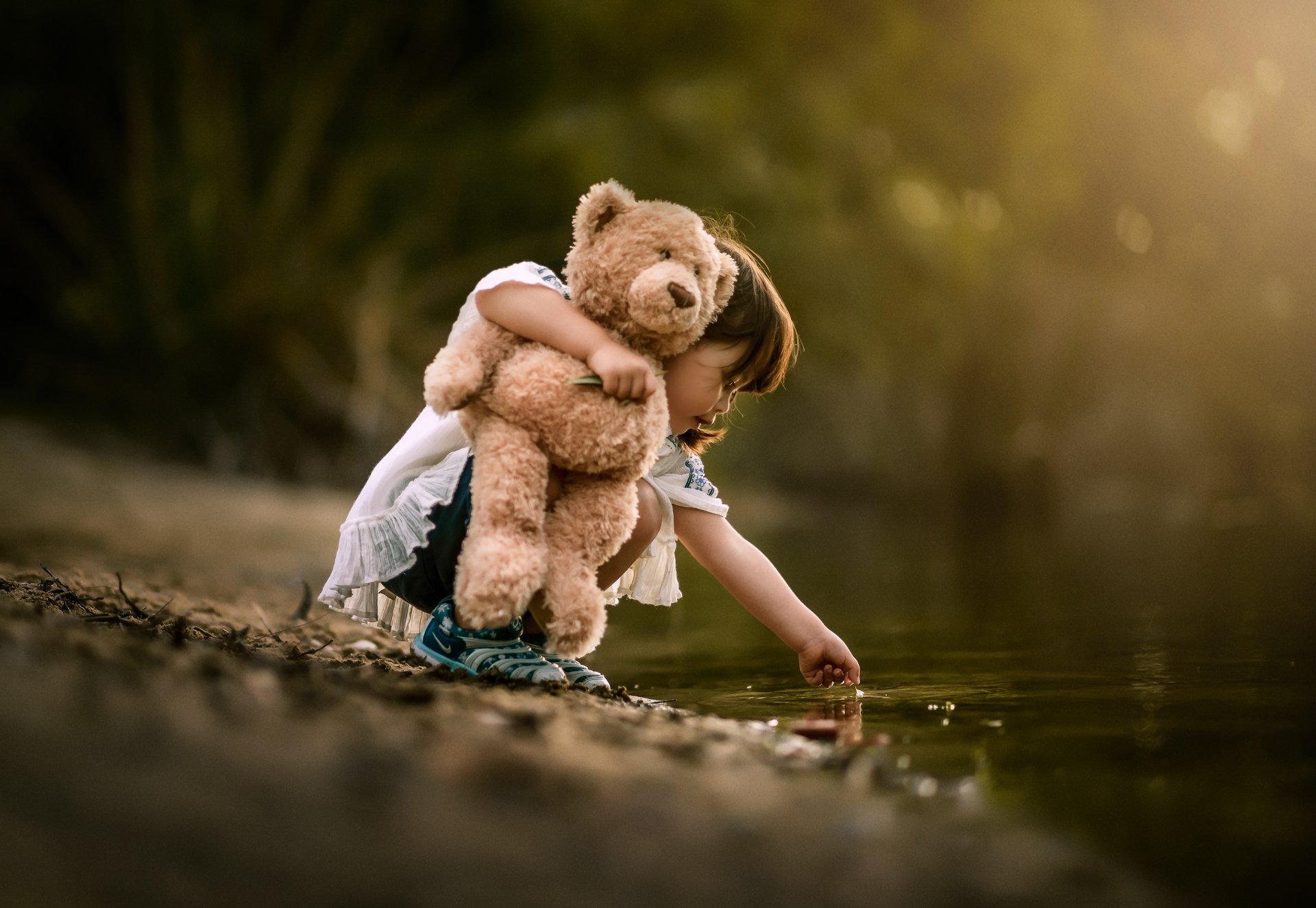 Download Mood Little Girl Teddy Bear Photography Child HD Wallpaper by Despird Zhang