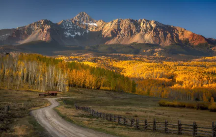 mountain fence ranch Colorado fall man made road HD Desktop Wallpaper | Background Image