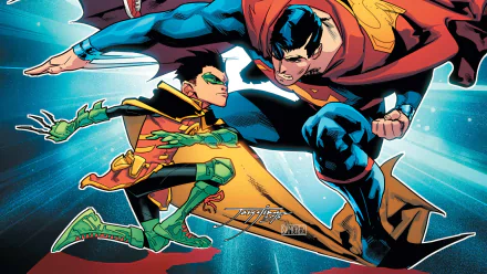 Clark Kent DC Comics Damian Wayne Superman Robin (DC Comics) Comic Super-Sons HD Desktop Wallpaper | Background Image