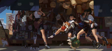 cat Anime shop anime cat HD Desktop Wallpaper | Background Image