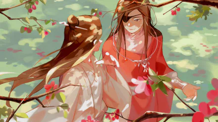 Xie Lian San Lang Hua Cheng His Royal Highness the Crown Prince of Xianle Heaven Official's Blessing Crimson Rain Sought Flower Anime Tian Guan Ci Fu HD Desktop Wallpaper | Background Image