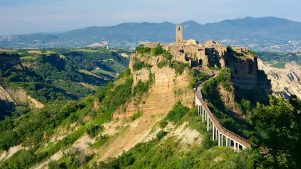 Civita di Bagnoregio mountain architecture Italy road man made village HD Desktop Wallpaper | Background Image