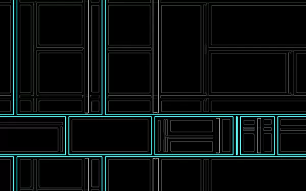  Abstract Aqua Blue Lined Rectangles on a Black Background