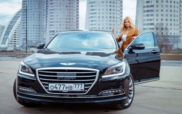 Women Girls & Cars Hyundai Genesis Anastasia Zadorozhnaya City Blonde HD Wallpaper | Background Image