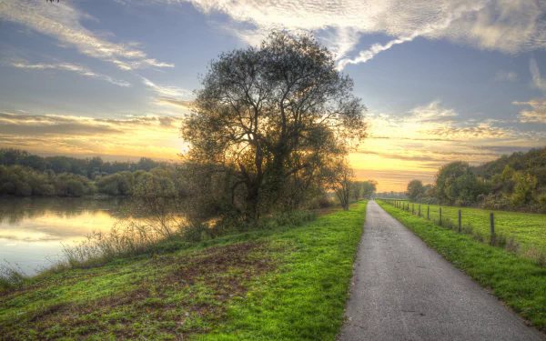 morning nature man made road HD Desktop Wallpaper | Background Image