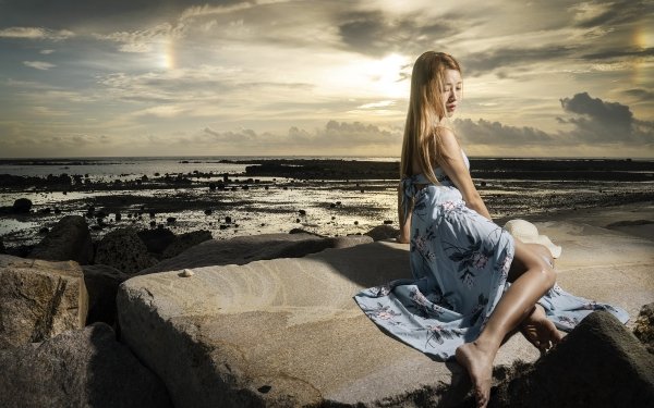 Women Asian Blonde Model Mood Dress HD Wallpaper | Background Image