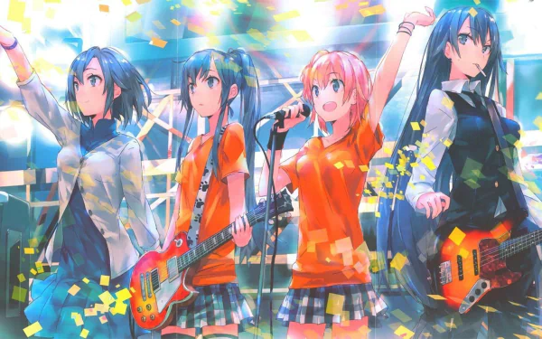 concert cigarette electric guitar long hair short hair pink hair blue hair Haruno Yukinoshita Shizuka Hiratsuka Yui Yuigahama Yukino Yukinoshita My Youth Romantic Comedy Is Wrong As I Expected Anime My Teen Romantic Comedy SNAFU HD Desktop Wallpaper | Background Image