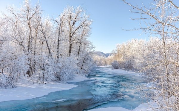 Nature River Winter Snow HD Wallpaper | Background Image