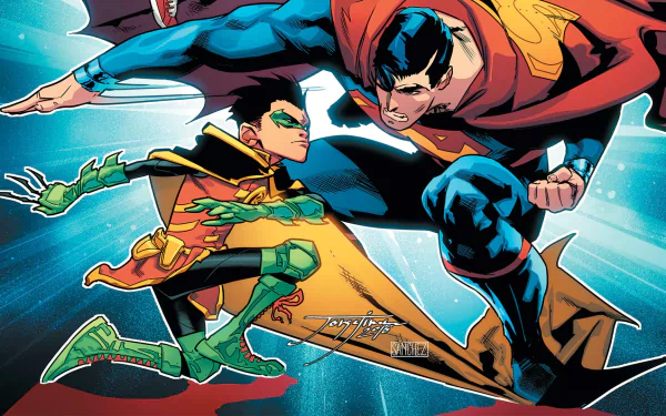 Clark Kent DC Comics Damian Wayne Superman Robin (DC Comics) Comic Super-Sons HD Desktop Wallpaper | Background Image