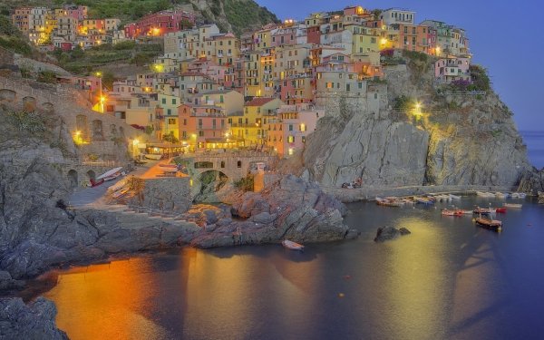 Man Made Manarola Towns Italy Light Rock House Liguria HD Wallpaper | Background Image