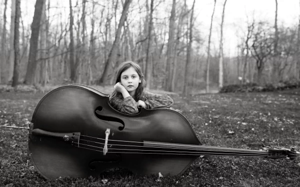 Black & White cello photography child HD Desktop Wallpaper | Background Image
