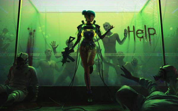 Sci Fi Cyberpunk Girls & Guns Cyborg Futuristic HD Wallpaper | Background Image