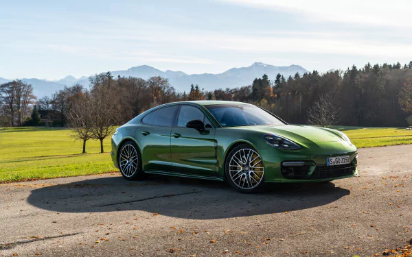 green car Porsche Panamera Porsche car vehicle Porsche Panamera 4S HD Desktop Wallpaper | Background Image
