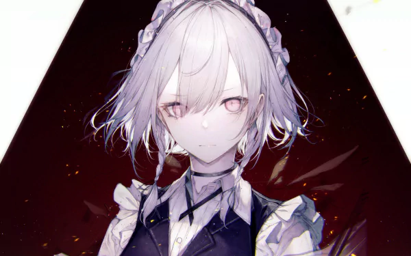 HD anime wallpaper featuring Sakuya Izayoi from Touhou, showcasing her with silver hair and a maid outfit against a dark, dynamic background.