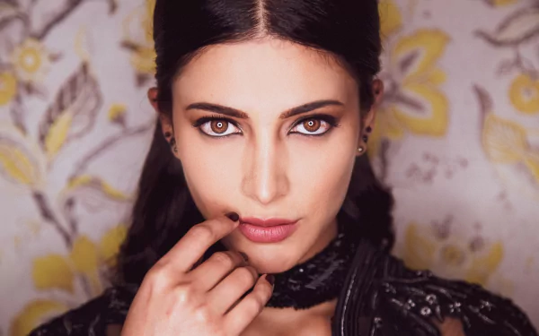 black hair stare brown eyes face Bollywood actress Indian Celebrity Shruti Haasan HD Desktop Wallpaper | Background Image