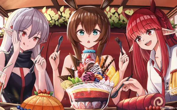 Vigna (Arknights) Amiya (Arknights) Warfarin (Arknights) video game Arknights HD Desktop Wallpaper | Background Image