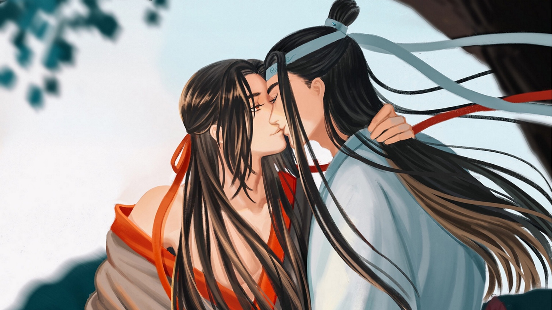 Anime, Mo Dao Zu Shi, Wei Ying, Wei Wuxian, Lan Wangji, Lan Zhan, Kiss, HD  wallpaper