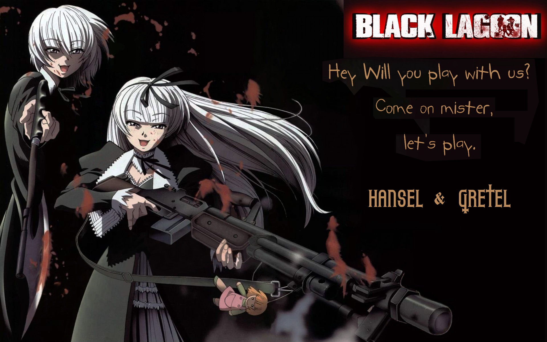 Anime character standing against a black background in Black Lagoon wallpaper.