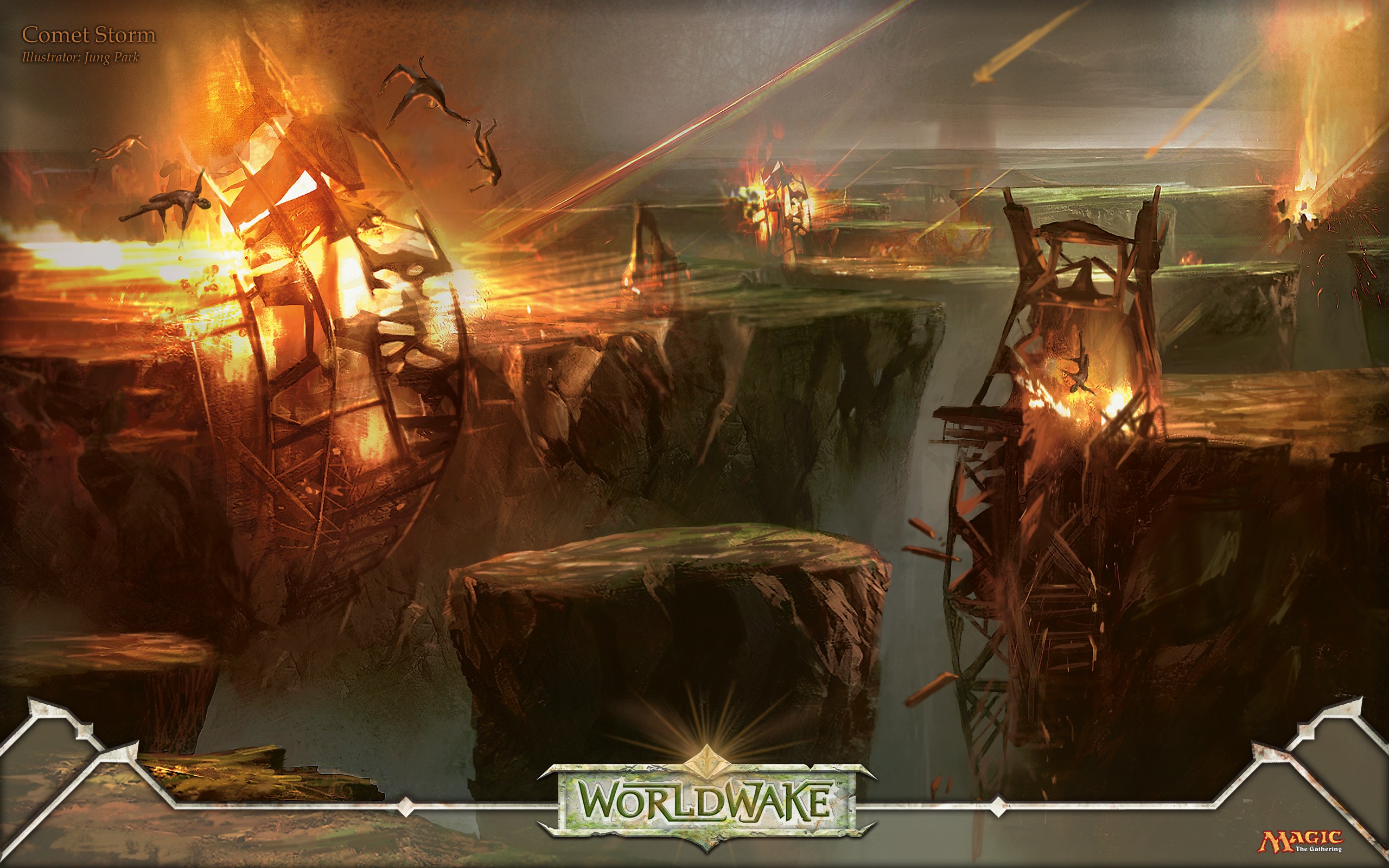 Jung Park's Magic: The Gathering desktop wallpaper featuring a man-made fantasy world.