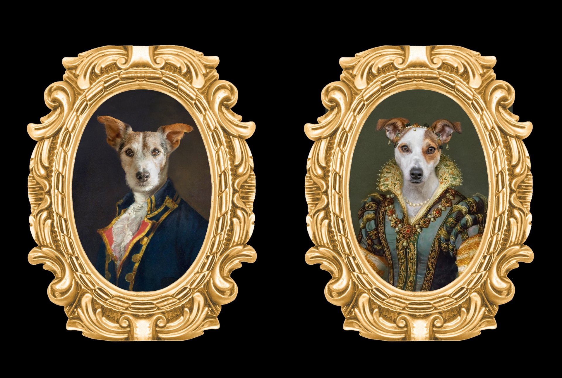 Download Painting Portrait Frame Dog Funny Animal 4k Ultra HD Wallpaper