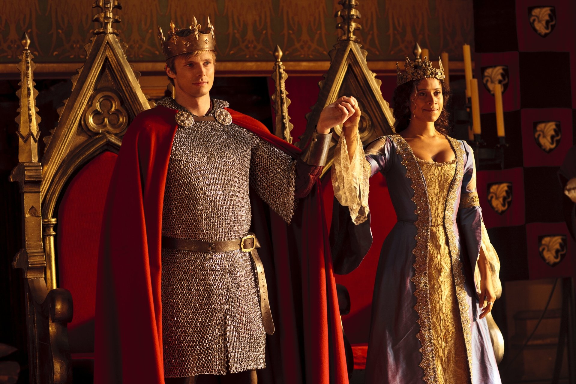 Download Guinevere (Merlin) Angel Coulby Bradley James Arthur (Merlin) TV Show Merlin (2008) 4k Ultra HD Wallpaper