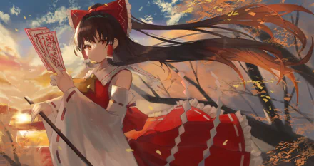 Reimu Hakurei Anime Touhou HD Desktop Wallpaper | Background Image