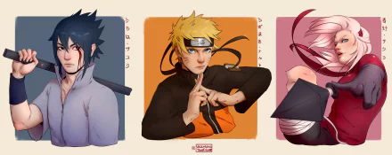 Sakura Haruno Sasuke Uchiha Naruto Uzumaki Anime Naruto HD Desktop Wallpaper | Background Image