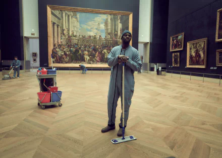 The Louvre Omar Sy TV Show Lupin (2021) HD Desktop Wallpaper | Background Image