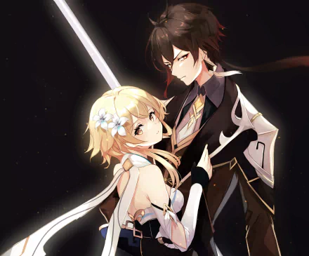 Zhongli (Genshin Impact) Lumine (Genshin Impact) video game Genshin Impact HD Desktop Wallpaper | Background Image