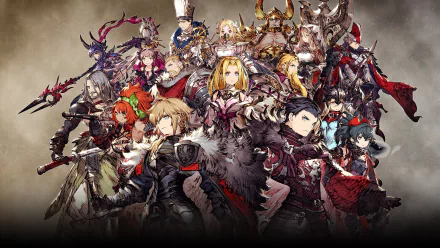 HD wallpaper featuring characters from War of the Visions: Final Fantasy Brave Exvius, poised for epic adventure.