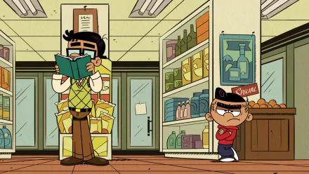 HD wallpaper featuring Carlino Casagrande from The Loud House standing in a store with shelves of goods.